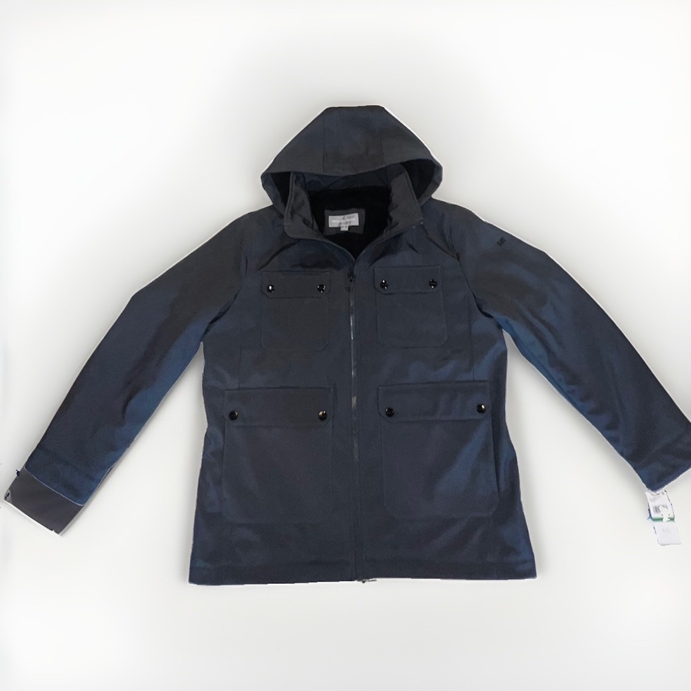 Michael Kors Mens Jacket L NWT Charcoal Hooded Fleece Lined Utility Coat MX22424 - Picture 6 of 11
